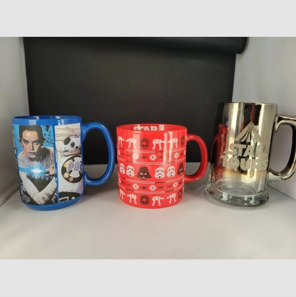 STAR WARS MUG LOT/1986 VINTAGE Star Tours/Salt and Pepper Shakers/Hallmark Frame